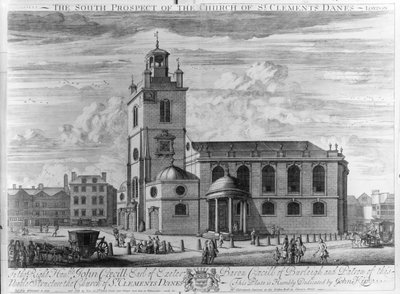 The South Prospect of the Church of St. Clements Danes, London by Johannes Kip